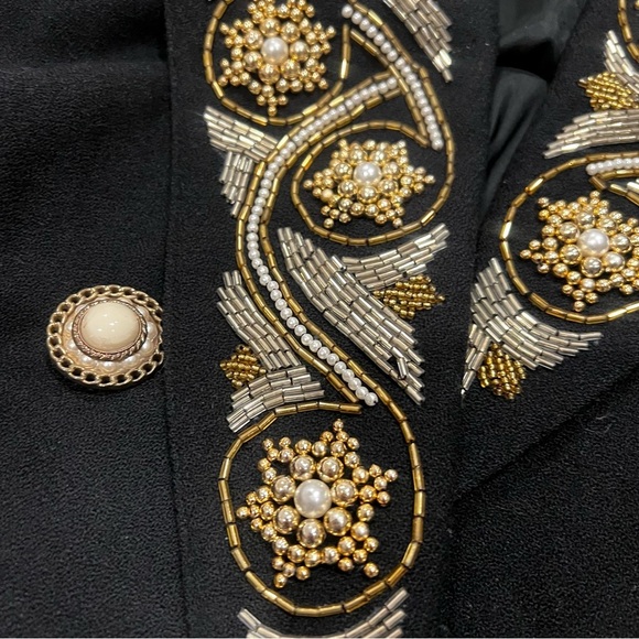 Lillian West Vintage Wool Blazer Jacket with Silver Gold Embroidery - Picture 7 of 12